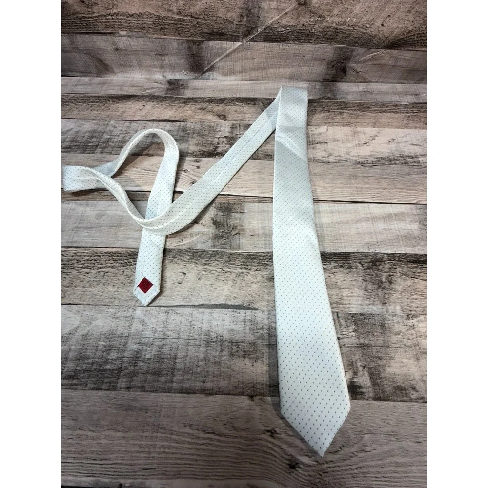 Alfani‎ White Men Tie Black Dots 100% Polyester